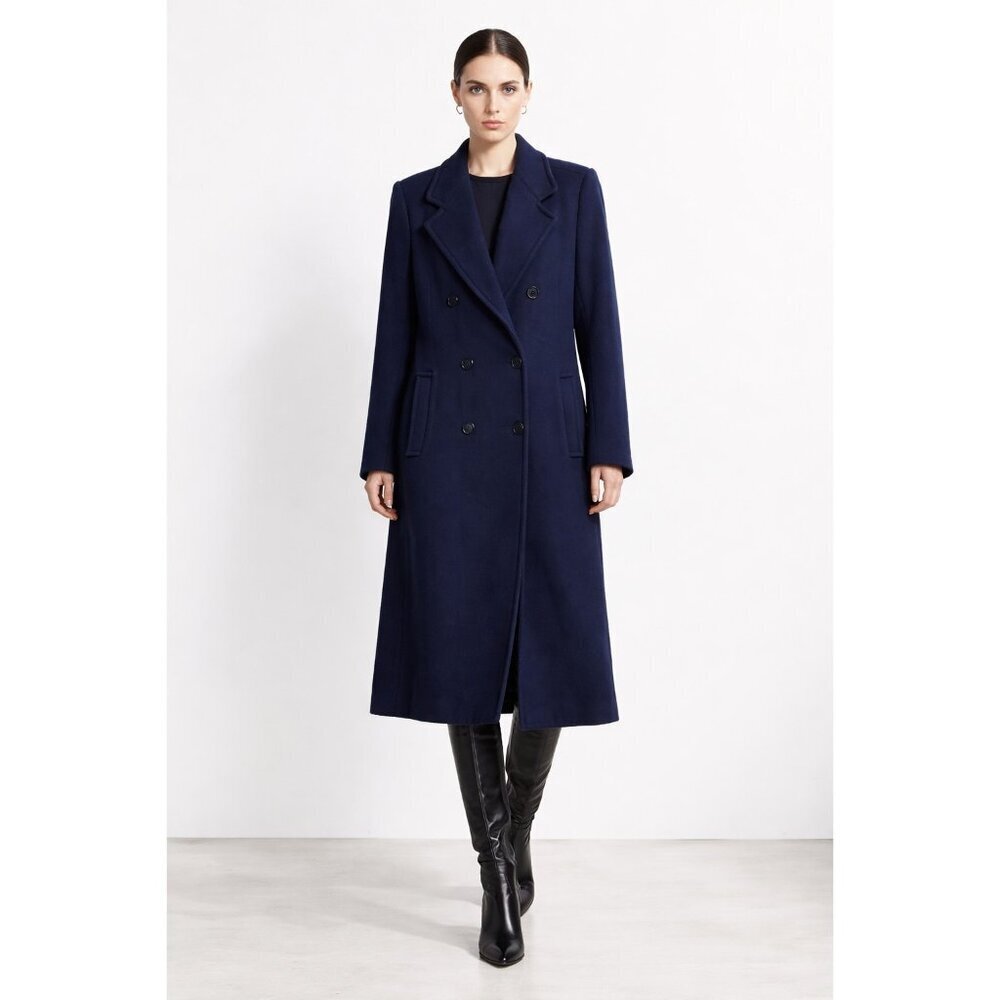 Forecaster of Boston Wool Coat Women Size 6 Navy Long Peacoat Double Breasted - Picture 3 of 16
